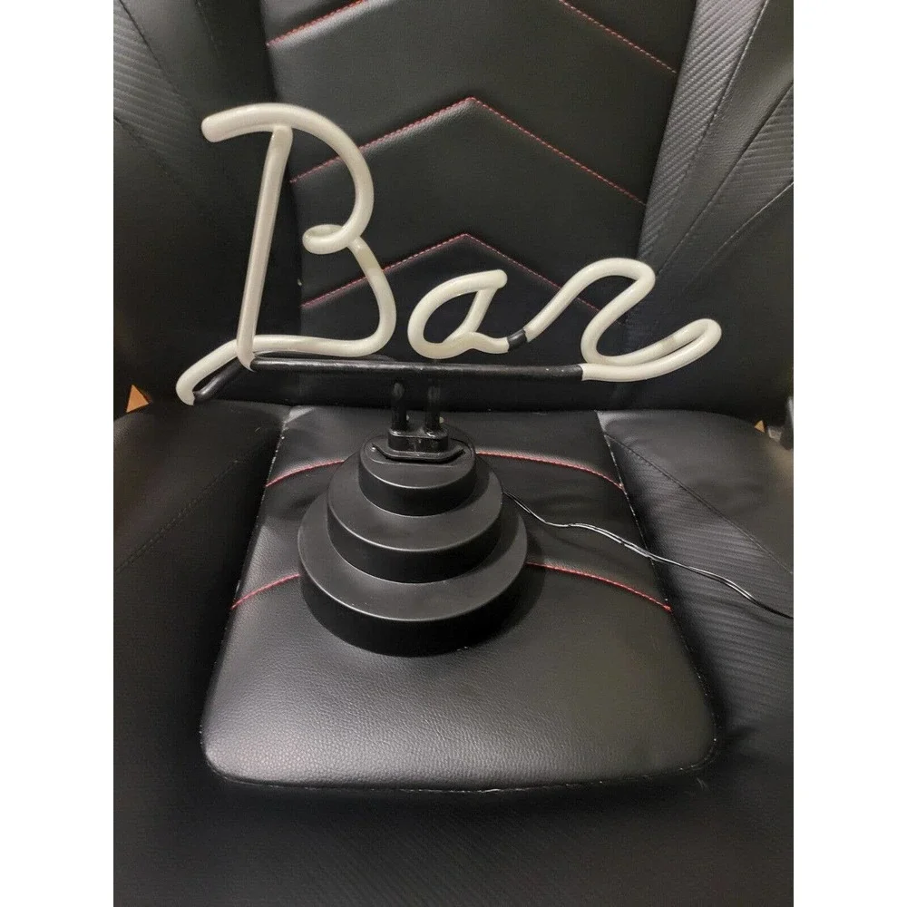 Electronic Plug In LED Neon Light Up Glass BAR Beer Sign Black & White